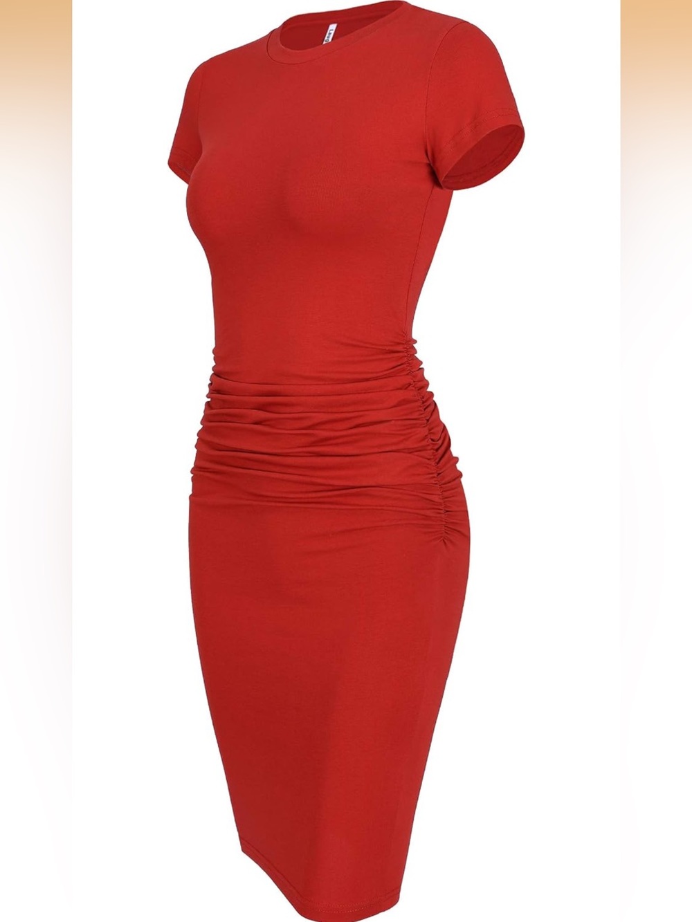 Rust Colored Ruched Side Sheath Dress